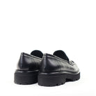 Mat 20 7340 Black Leather heel view - Hanigs Footwear