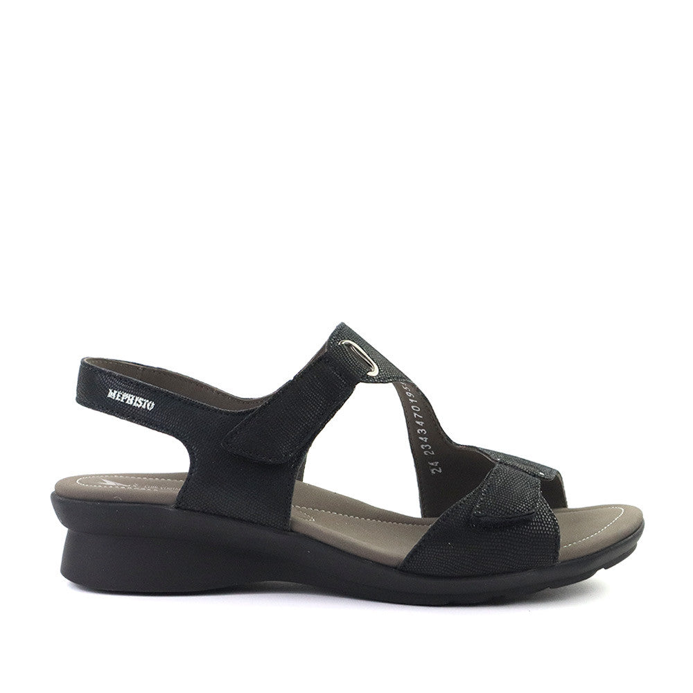 Mephisto Paris Sandal Black side - Hanig's Footwear