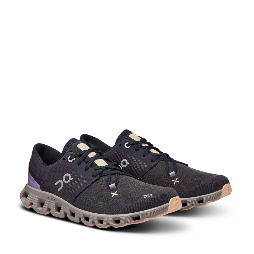 On Cloud X 3 Iron Fade Womens angle view - Hanig's Footwear
