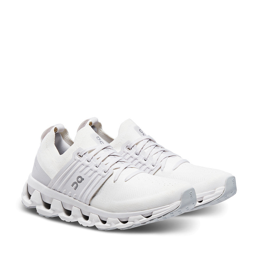 On Cloudswift White Frost Womens angle — Hanigs Footwear