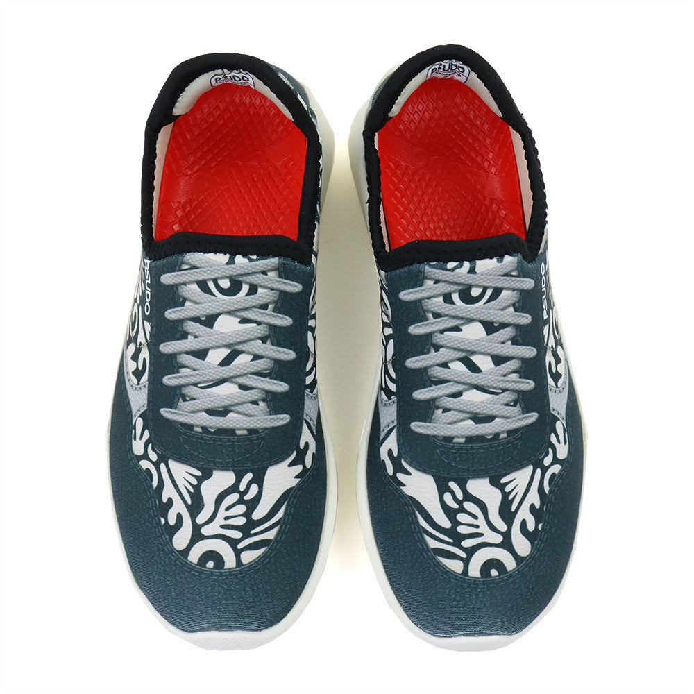 Psudo Court Womens Black White top view - Hanig's Footwear